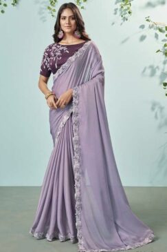 Lilac Organza Silk Designer Saree