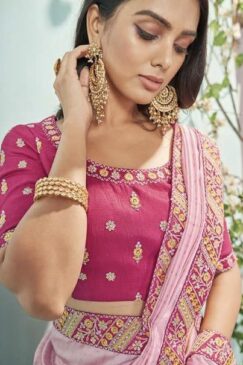 Alternative view of Pink Organza Designer Saree