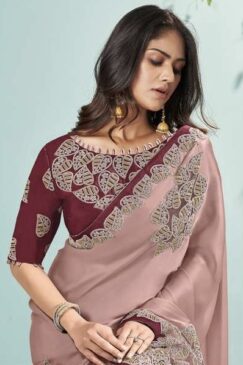 Alternative view of Mauve Silk Satin Designer Saree