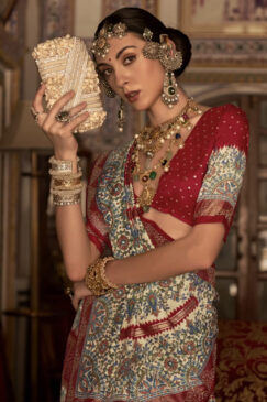 Alternative view of Red Traditional Silk Saree