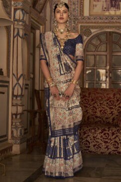 Navy Traditional Silk Saree