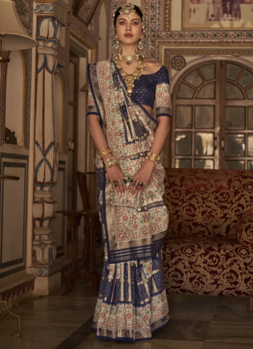Navy Traditional Silk Saree