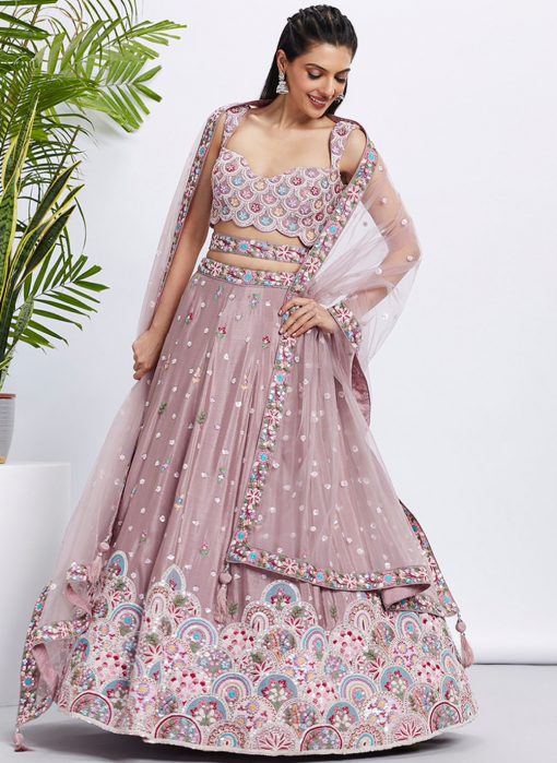 Rose Floral Sequinned Wedding Lehenga Choli