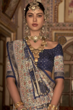 Alternative view of Navy Traditional Silk Saree