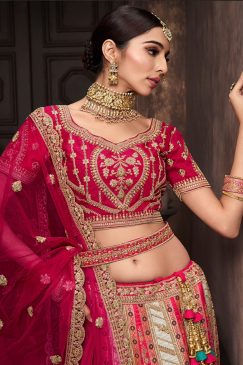 Alternative view of Off White Banarasi Silk Heavy Embroidered Bridal Lehenga Choli