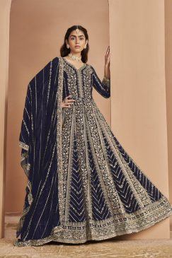 Buy Now Blue Color Beautiful Anarkali Dress For Your Wedding Function