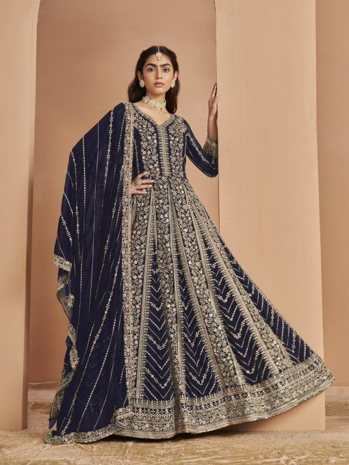 Buy Now Blue Color Beautiful Anarkali Dress For Your Wedding Function