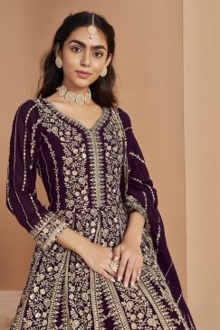 Alternative view of Buy Now Purple Color Beautiful Anarkali Dress For Your Wedding Function