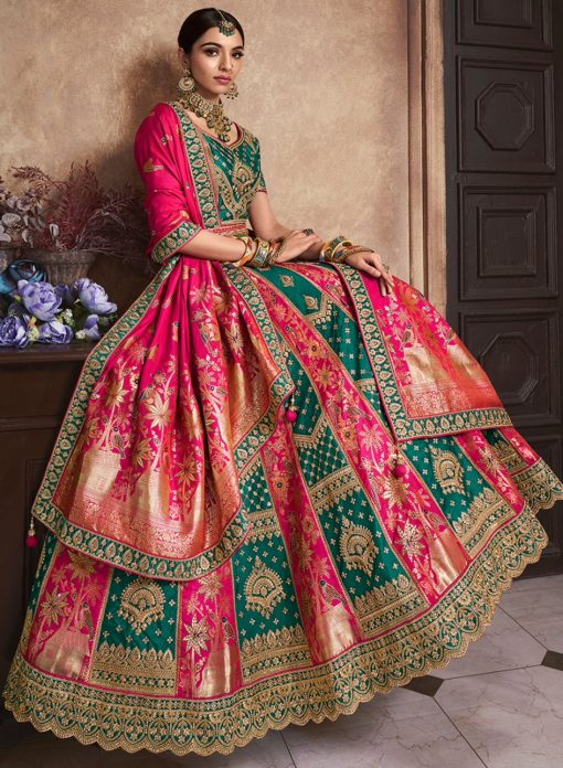 Jade Green Designer Bridal Heavy Embroidered Lehenga Choli