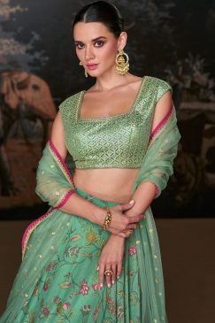 Alternative view of Light Green Printed Designer Lehenga Choli
