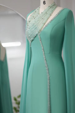 Alternative view of Turquoise Green Sequin Embellished Evening Party Dress m
