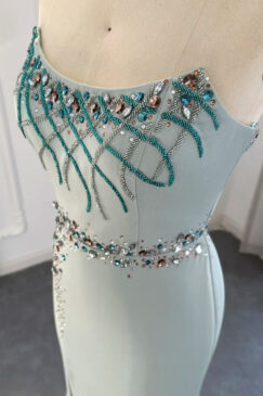 Alternative view of Strapless Turquoise Sequin Embellished Evening Gown