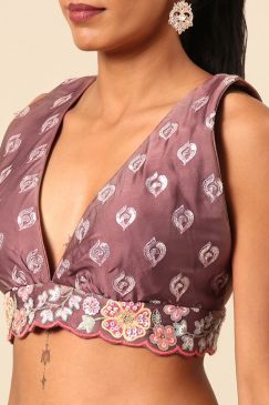 Alternative view of Rose Pink Georgette Floral Embroidered Sungeet Lehenga Choli