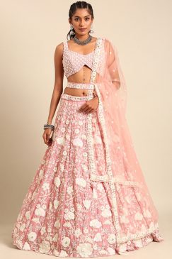 Rose Gold Sequin Embroidered Sungeet Lehenga Choli