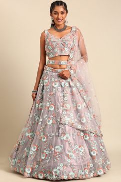 Mauve Sequin Embroidered Sungeet Lehenga Choli