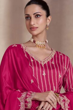 Alternative view of Pink Chinon Silk Designer Sharara Suit