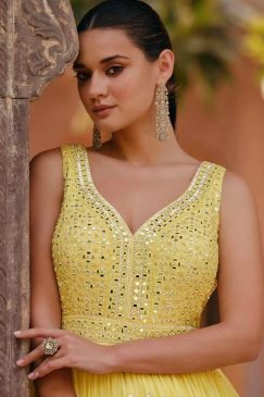 Alternative view of Yellow Georgette Designer Anarkali Gown