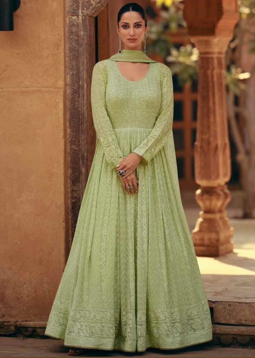 Mint Green Georgette Designer Anarkali Gown