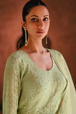 Alternative view of Mint Green Georgette Designer Anarkali Gown