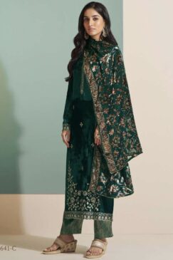 Green Velvet Embroidered Pant Suit
