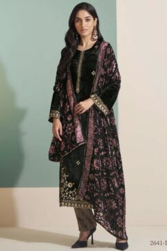 Black Velvet Embroidered Pant Suit