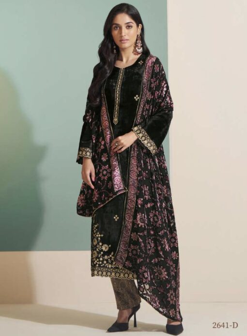 Black Velvet Embroidered Pant Suit