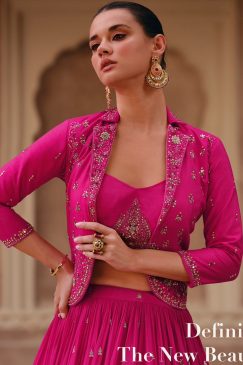 Alternative view of Hot Pink Chinnon Silk Designer Lehenga Choli