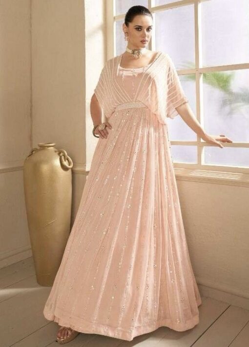 Pale Pink Silk Embroidered Anarkali Gown
