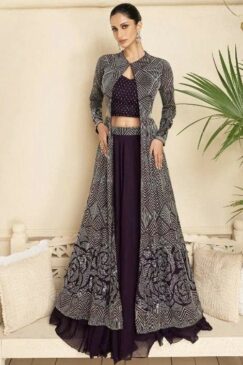 Purple Silk Jacket Style Lehenga Choli