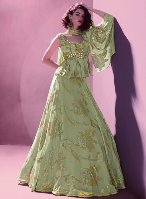 Green Sangeet Party Wear Lehenga Choli