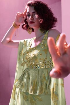 Alternative view of Green Sangeet Party Wear Lehenga Choli