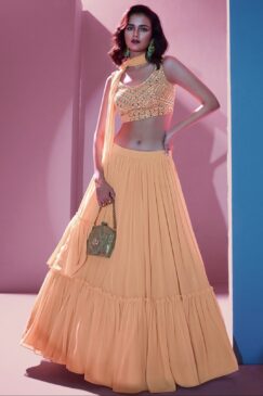 Orange Sangeet Party Wear Lehenga Choli