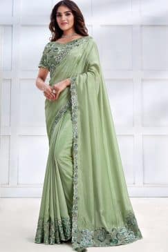 Green Fancy Silk Designer Saree