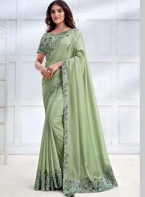 Green Fancy Silk Designer Saree
