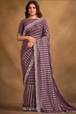 Plum Fancy Georgette Designer Saree