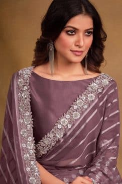 Alternative view of Plum Fancy Georgette Designer Saree