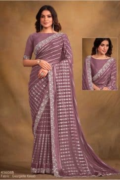 Mauve Fancy Georgette Designer Saree