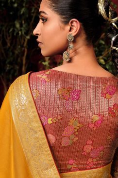 Alternative view of Mustard Embroidered Silk Wedding Saree