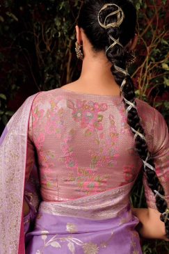 Alternative view of Lilac Embroidered Silk Wedding Saree