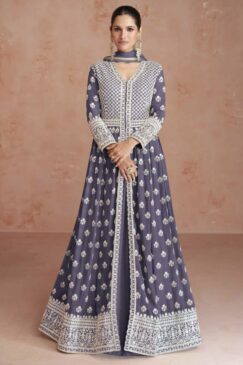 Purple Georgette Anarkali Lehenga Suit