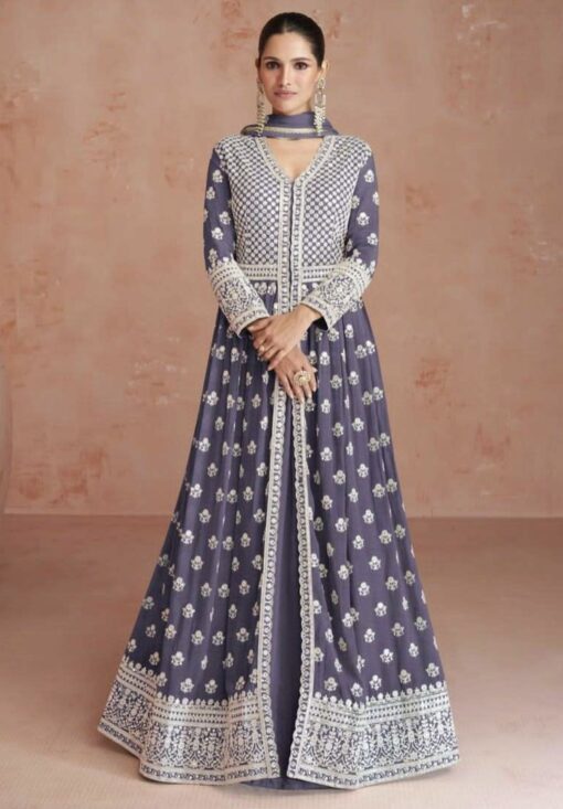 Purple Georgette Anarkali Lehenga Suit