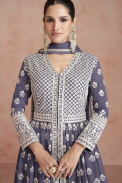 Alternative view of Purple Georgette Anarkali Lehenga Suit