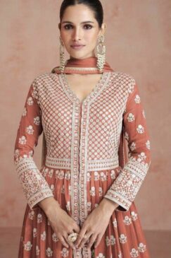 Alternative view of Orange Georgette Anarkali Lehenga Suit