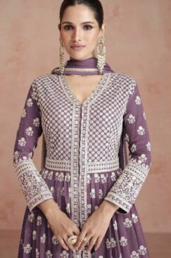 Alternative view of Mauve Georgette Anarkali Lehenga Suit