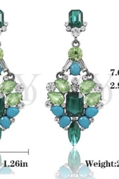 Alternative view of Sea Green Crystal Drop Statement Earrings