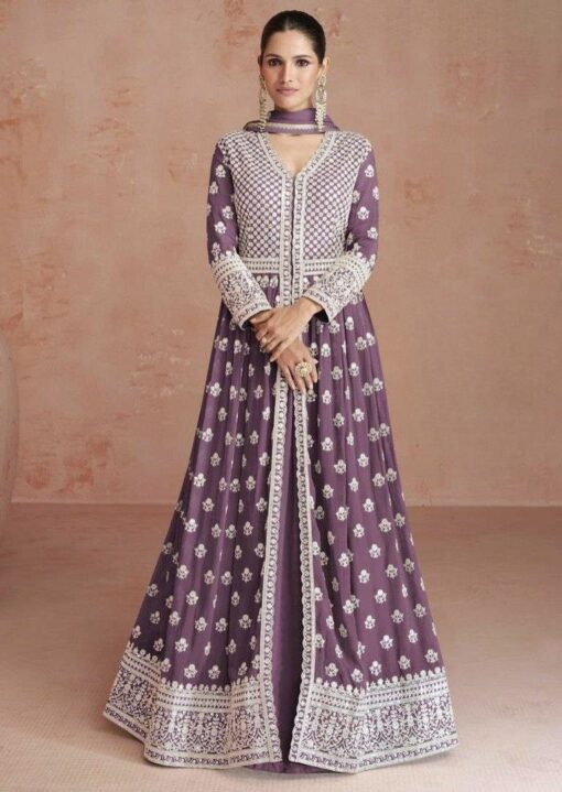 Mauve Georgette Anarkali Lehenga Suit