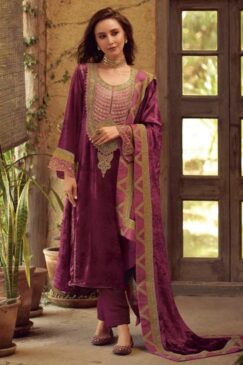 Pink Luxury Velvet Embroidered Pant Suit