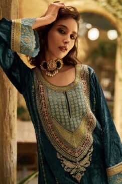 Alternative view of Teal Luxury Velvet Embroidered Pant Suit