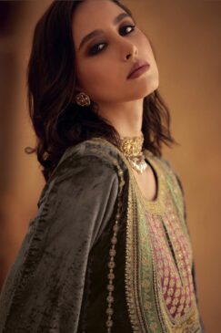 Alternative view of Grey Luxury Velvet Embroidered Pant Suit