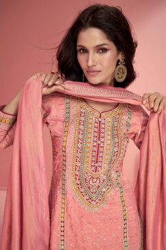 Alternative view of Peach Embroidered Palazzo Suit